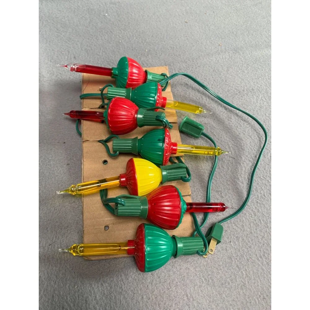 Vintage 50s Bubble Christmas Light Set of 7 Working